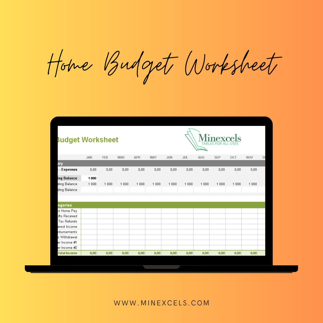 HOME BUDGET WORKSHEET