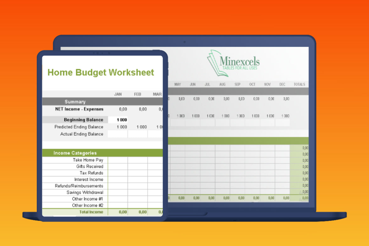 HOME BUDGET WORKSHEET