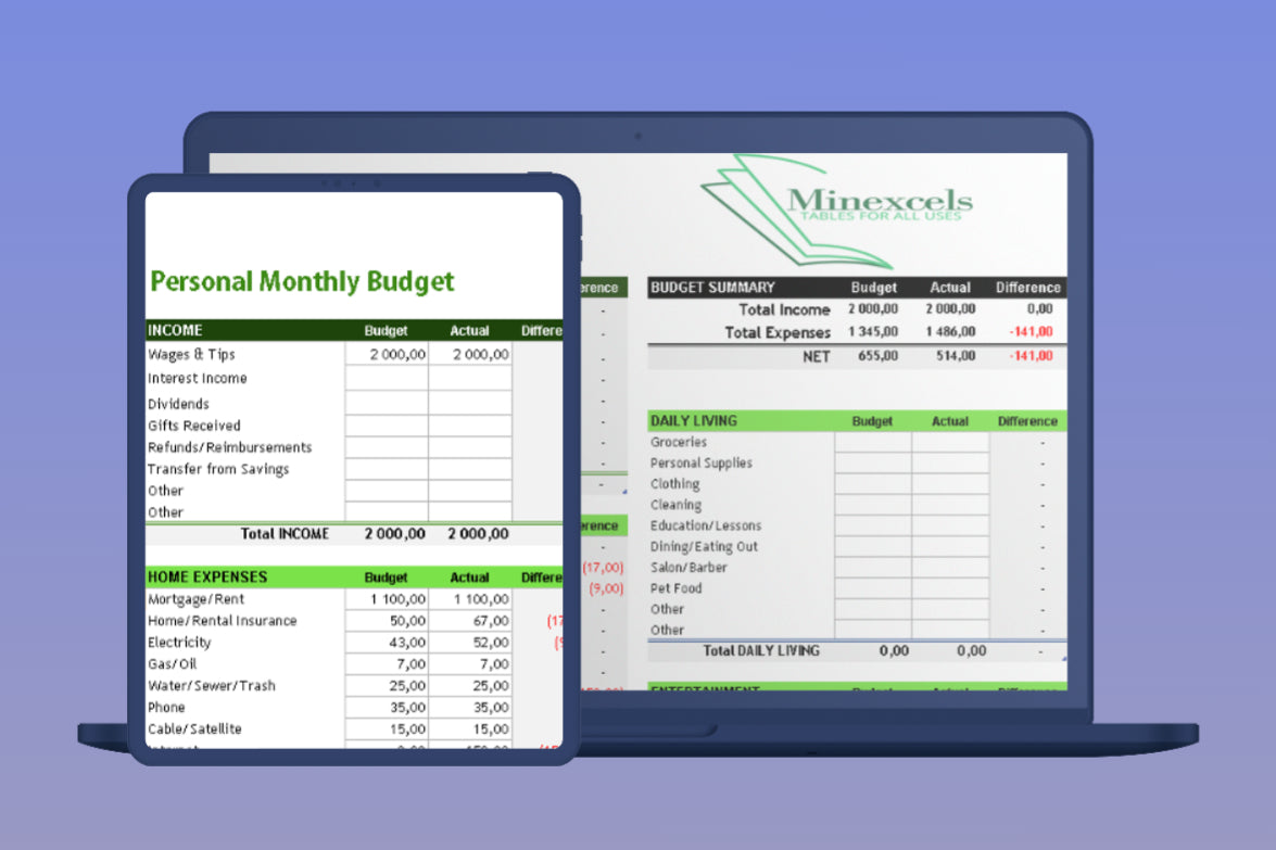 Personal monthly budget